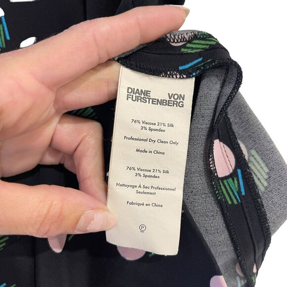 Diane von Furstenberg Size 6 Casmir Dot Silk Midi Shift Dress Short Sleeve - Picture 8 of 13